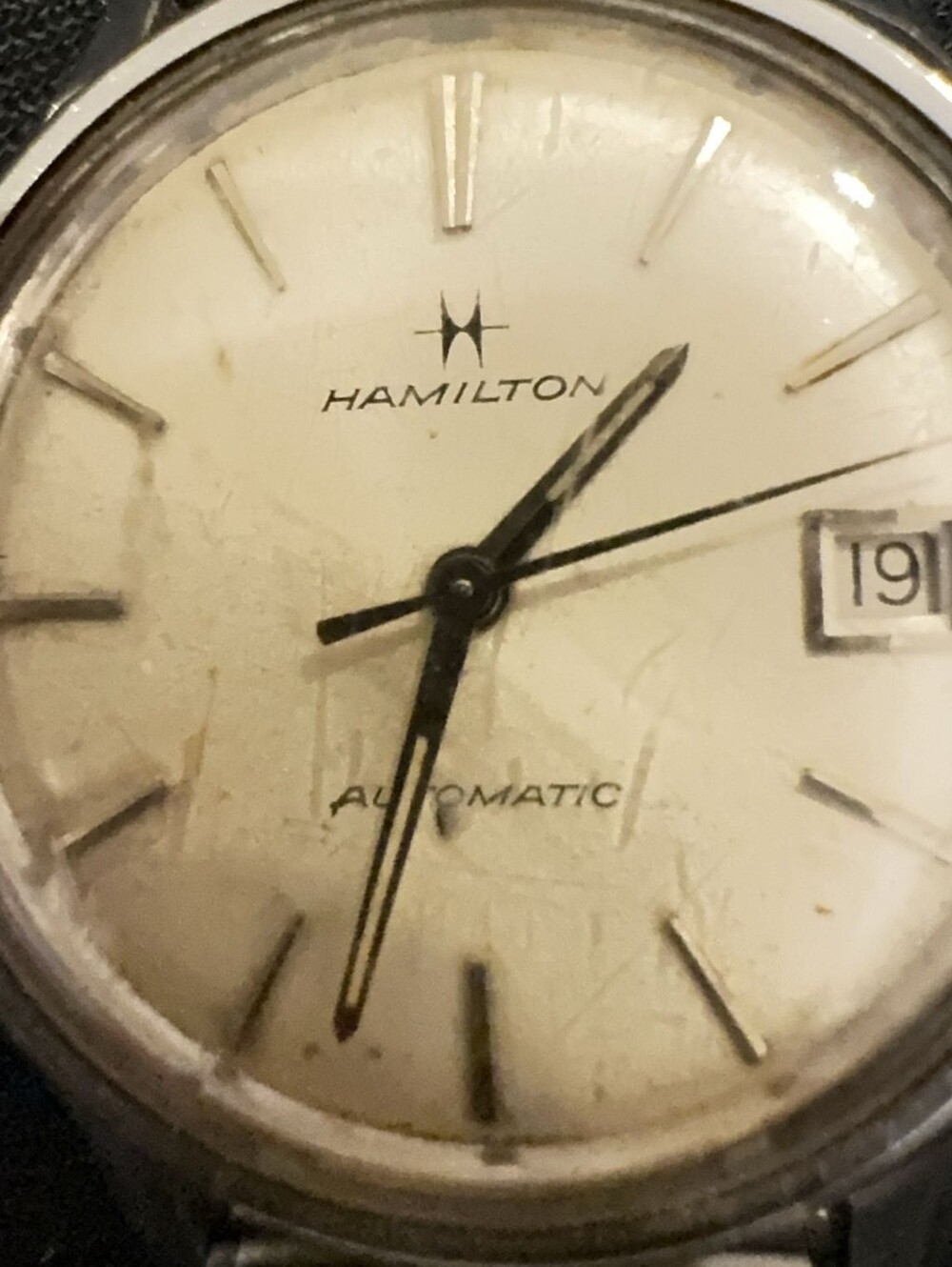 Vintage Hamilton Automatic Mens Watch Date Silver Dial Speidel Band - Picture 6 of 6